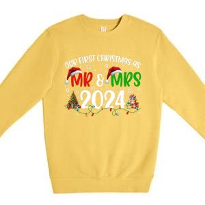 Our First Christmas As Mr & Mrs 2024 Cute Couples Matching Long Sleeve Premium Crewneck Sweatshirt