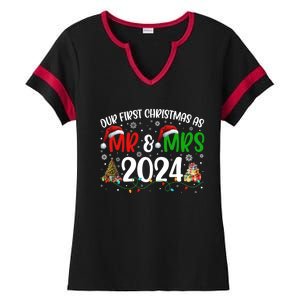 Our First Christmas As Mr & Mrs 2024 Cute Couples Matching Long Sleeve Ladies Halftime Notch Neck Tee