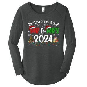 Our First Christmas As Mr & Mrs 2024 Cute Couples Matching Long Sleeve Women's Perfect Tri Tunic Long Sleeve Shirt