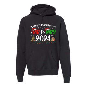 Our First Christmas As Mr & Mrs 2024 Cute Couples Matching Long Sleeve Premium Hoodie