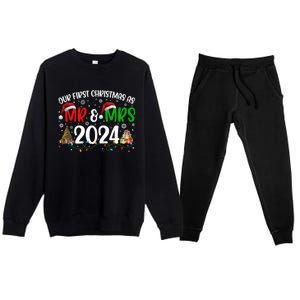 Our First Christmas As Mr & Mrs 2024 Cute Couples Matching Long Sleeve Premium Crewneck Sweatsuit Set