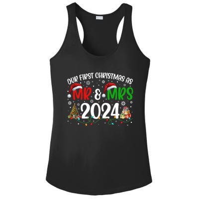 Our First Christmas As Mr & Mrs 2024 Cute Couples Matching Long Sleeve Ladies PosiCharge Competitor Racerback Tank