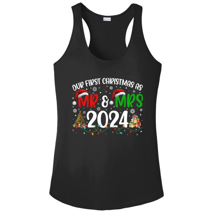 Our First Christmas As Mr & Mrs 2024 Cute Couples Matching Long Sleeve Ladies PosiCharge Competitor Racerback Tank