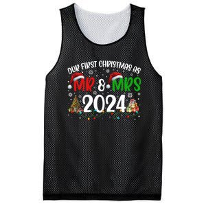 Our First Christmas As Mr & Mrs 2024 Cute Couples Matching Long Sleeve Mesh Reversible Basketball Jersey Tank