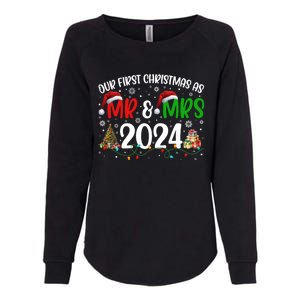 Our First Christmas As Mr & Mrs 2024 Cute Couples Matching Long Sleeve Womens California Wash Sweatshirt