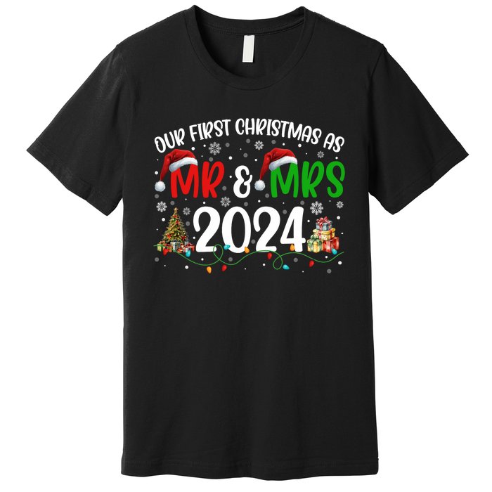 Our First Christmas As Mr & Mrs 2024 Cute Couples Matching Long Sleeve Premium T-Shirt