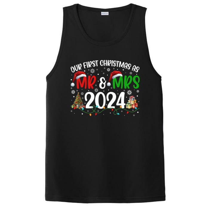 Our First Christmas As Mr & Mrs 2024 Cute Couples Matching Long Sleeve PosiCharge Competitor Tank