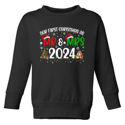 Our First Christmas As Mr & Mrs 2024 Cute Couples Matching Long Sleeve Toddler Sweatshirt