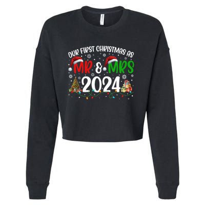 Our First Christmas As Mr & Mrs 2024 Cute Couples Matching Long Sleeve Cropped Pullover Crew