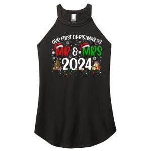 Our First Christmas As Mr & Mrs 2024 Cute Couples Matching Long Sleeve Women's Perfect Tri Rocker Tank