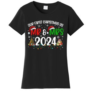 Our First Christmas As Mr & Mrs 2024 Cute Couples Matching Long Sleeve Women's T-Shirt