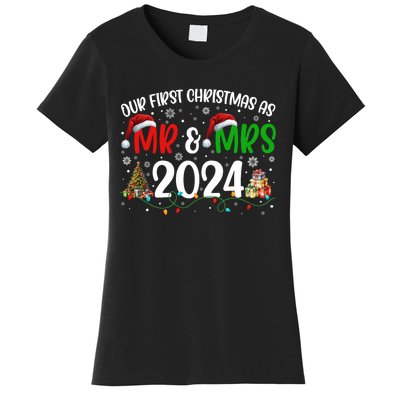 Our First Christmas As Mr & Mrs 2024 Cute Couples Matching Long Sleeve Women's T-Shirt