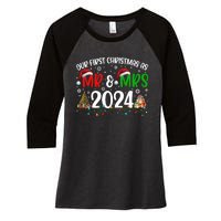 Our First Christmas As Mr & Mrs 2024 Cute Couples Matching Long Sleeve Women's Tri-Blend 3/4-Sleeve Raglan Shirt