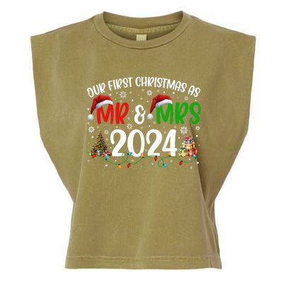 Our First Christmas As Mr & Mrs 2024 Cute Couples Matching Long Sleeve Garment-Dyed Women's Muscle Tee