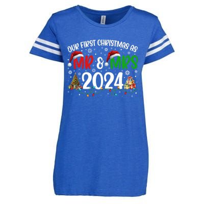 Our First Christmas As Mr & Mrs 2024 Cute Couples Matching Long Sleeve Enza Ladies Jersey Football T-Shirt