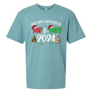 Our First Christmas As Mr & Mrs 2024 Cute Couples Matching Long Sleeve Sueded Cloud Jersey T-Shirt