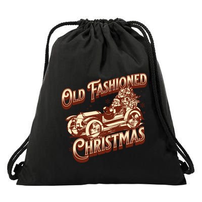 Old Fashioned Christmas Santa Claus Sleigh Festive Antique Gift Drawstring Bag
