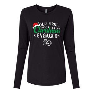 Our First Christmas Engaged Christmas Couple Matching Womens Cotton Relaxed Long Sleeve T-Shirt