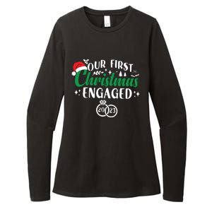 Our First Christmas Engaged Christmas Couple Matching Womens CVC Long Sleeve Shirt