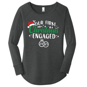 Our First Christmas Engaged Christmas Couple Matching Women's Perfect Tri Tunic Long Sleeve Shirt