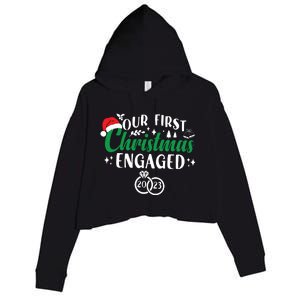 Our First Christmas Engaged Christmas Couple Matching Crop Fleece Hoodie