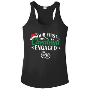 Our First Christmas Engaged Christmas Couple Matching Ladies PosiCharge Competitor Racerback Tank