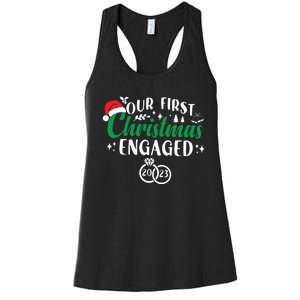 Our First Christmas Engaged Christmas Couple Matching Women's Racerback Tank