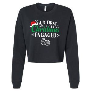 Our First Christmas Engaged Christmas Couple Matching Cropped Pullover Crew