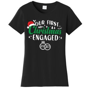 Our First Christmas Engaged Christmas Couple Matching Women's T-Shirt