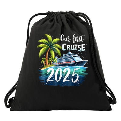 Our First Cruise 2025 Together Family Trip Matching Couples Drawstring Bag