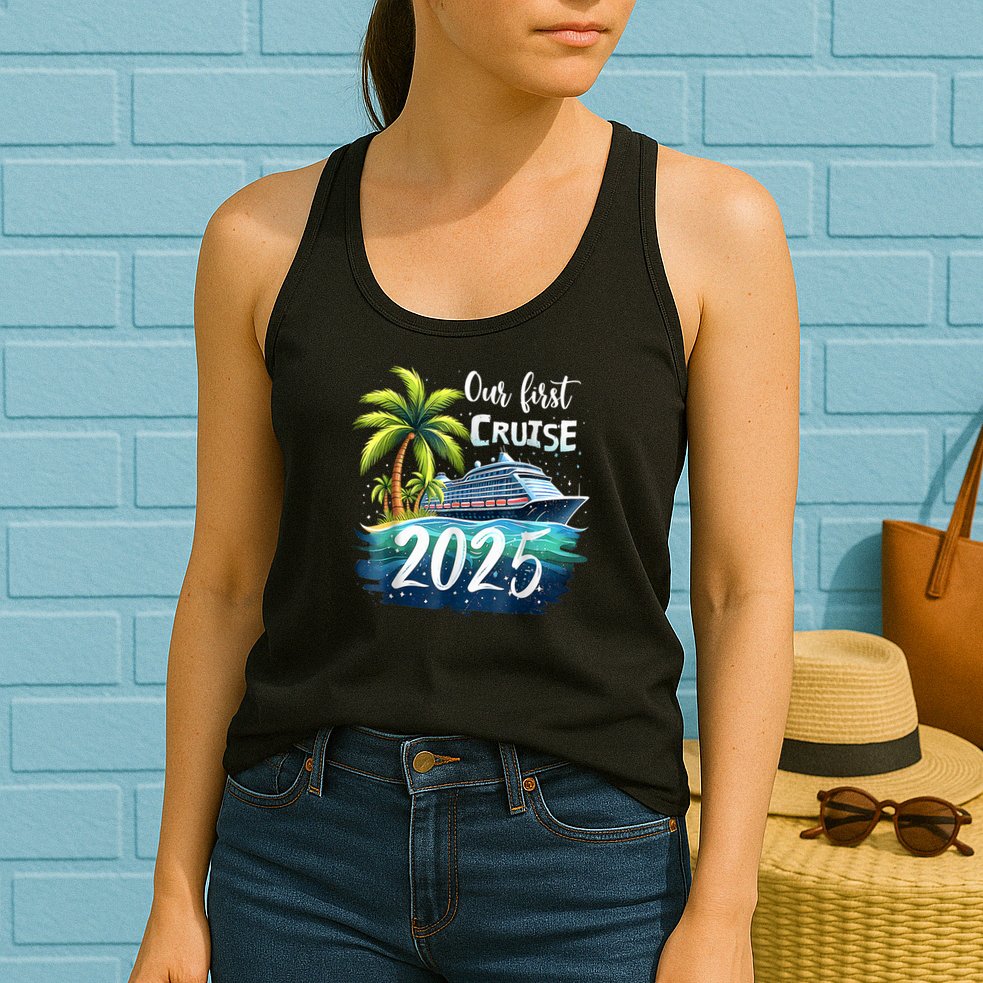 Our First Cruise 2025 Together Family Trip Matching Couples Womens Tank Top