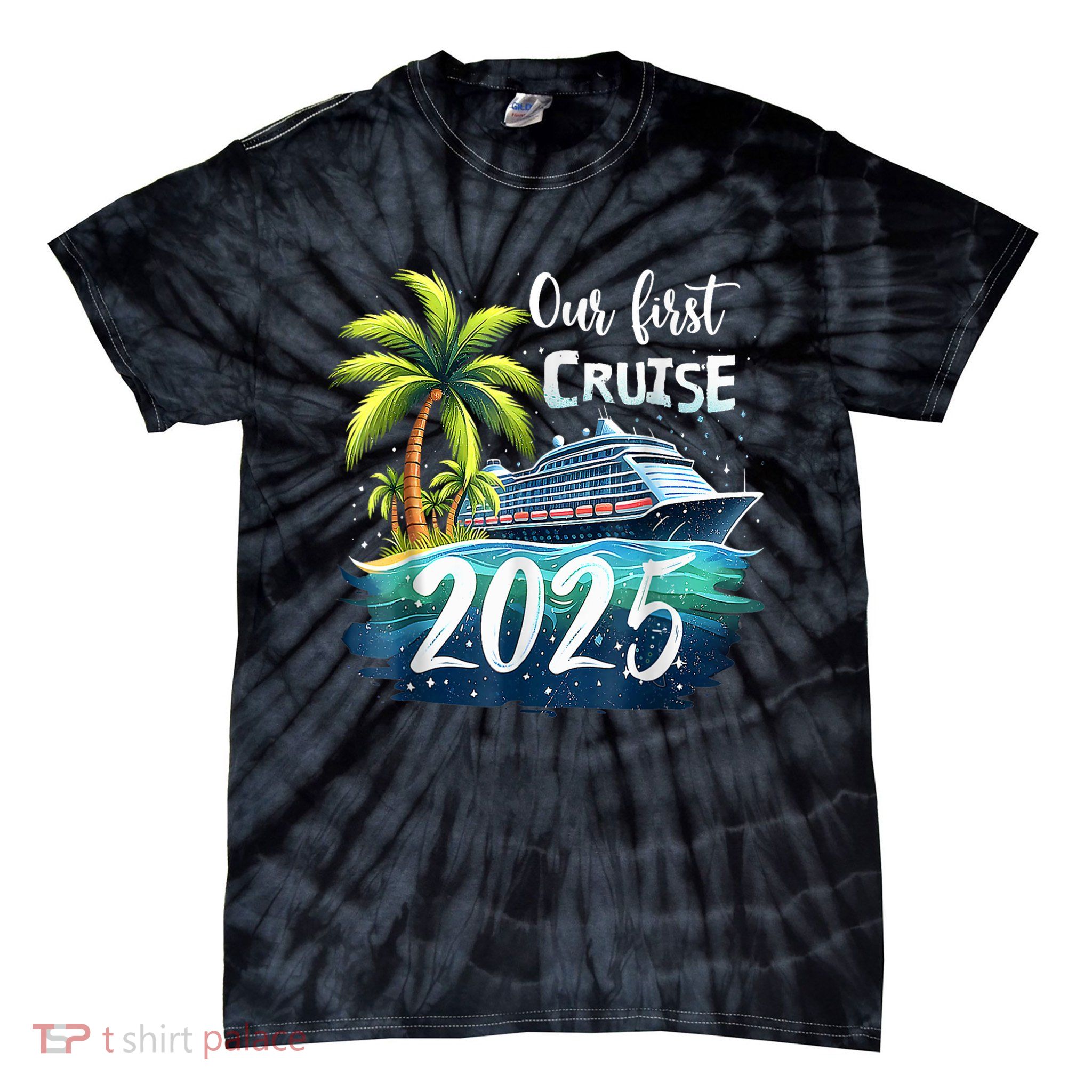 Our First Cruise 2025 Together Family Trip Matching Couples Tie-Dye T-Shirt
