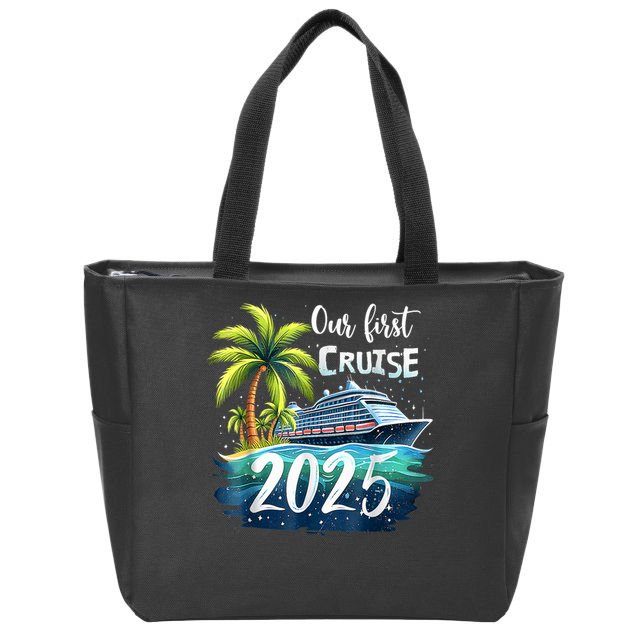 Our First Cruise 2025 Together Family Trip Matching Couples Zip Tote Bag