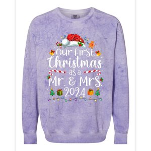 Our First Christmas As Mr And Mrs 2024 Matching Couples Colorblast Crewneck Sweatshirt