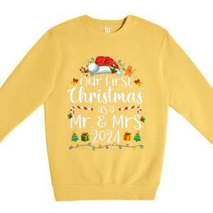 Our First Christmas As Mr And Mrs 2024 Matching Couples Premium Crewneck Sweatshirt