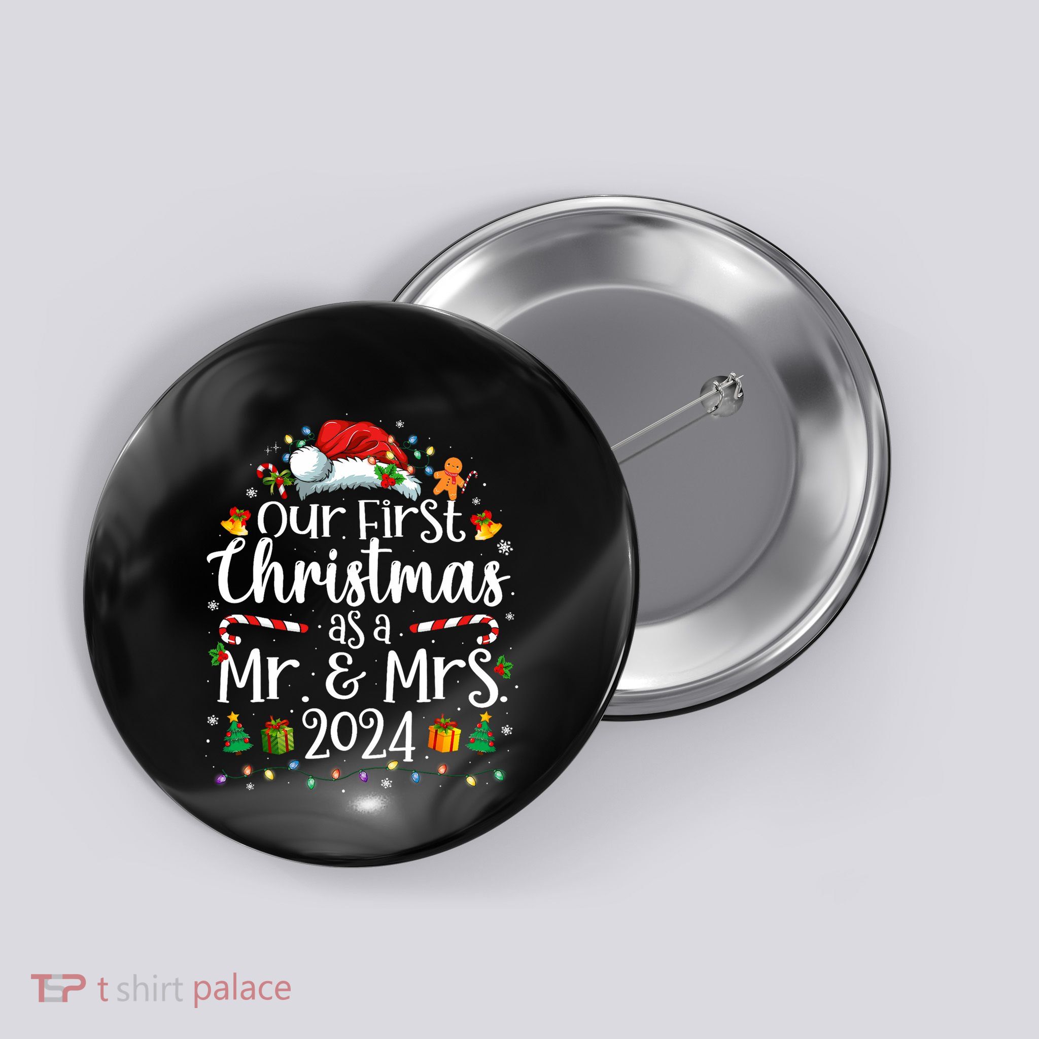 Our First Christmas As Mr And Mrs 2024 Matching Couples Button