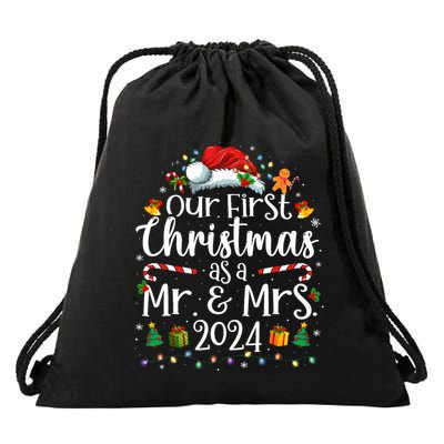Our First Christmas As Mr And Mrs 2024 Matching Couples Drawstring Bag