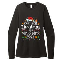 Our First Christmas As Mr And Mrs 2024 Matching Couples Womens CVC Long Sleeve Shirt