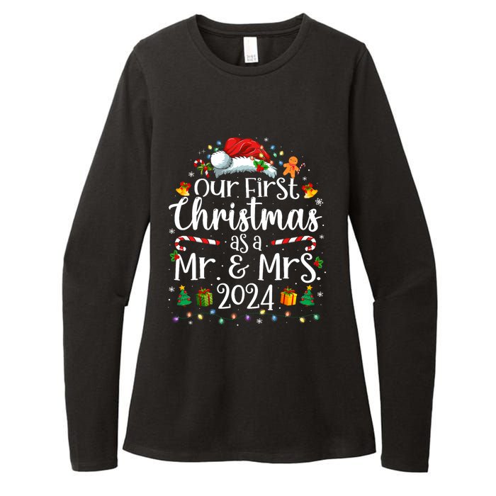 Our First Christmas As Mr And Mrs 2024 Matching Couples Womens CVC Long Sleeve Shirt