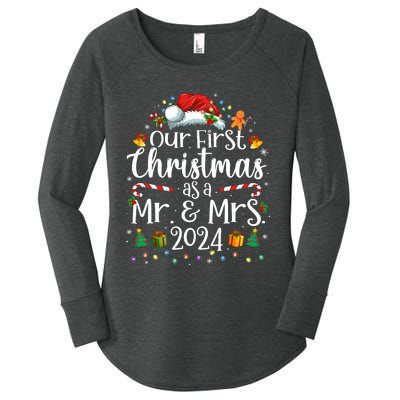 Our First Christmas As Mr And Mrs 2024 Matching Couples Women's Perfect Tri Tunic Long Sleeve Shirt