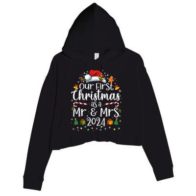 Our First Christmas As Mr And Mrs 2024 Matching Couples Crop Fleece Hoodie