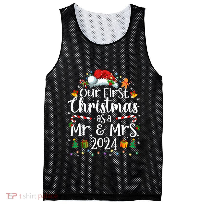Our First Christmas As Mr And Mrs 2024 Matching Couples Mesh Reversible Basketball Jersey Tank