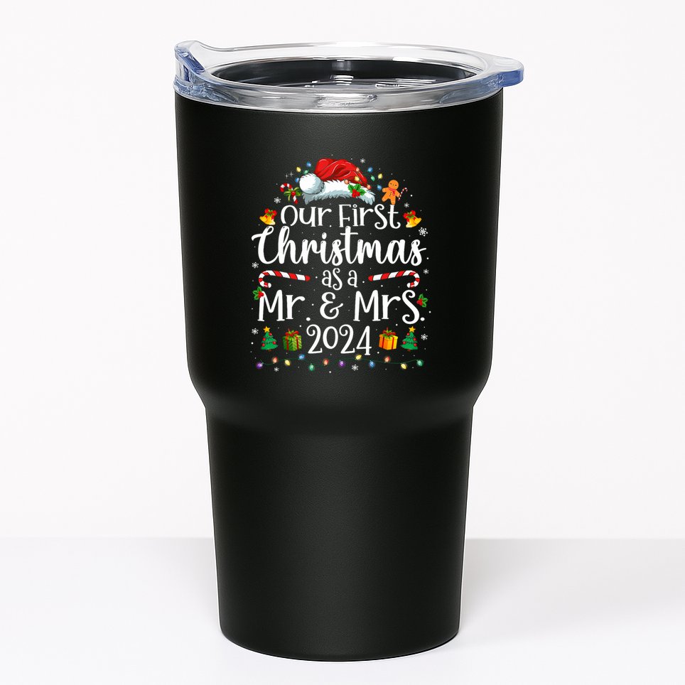 Our First Christmas As Mr And Mrs 2024 Matching Couples Tumbler