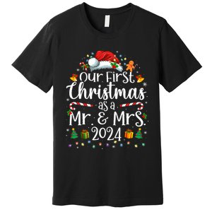 Our First Christmas As Mr And Mrs 2024 Matching Couples Premium T-Shirt