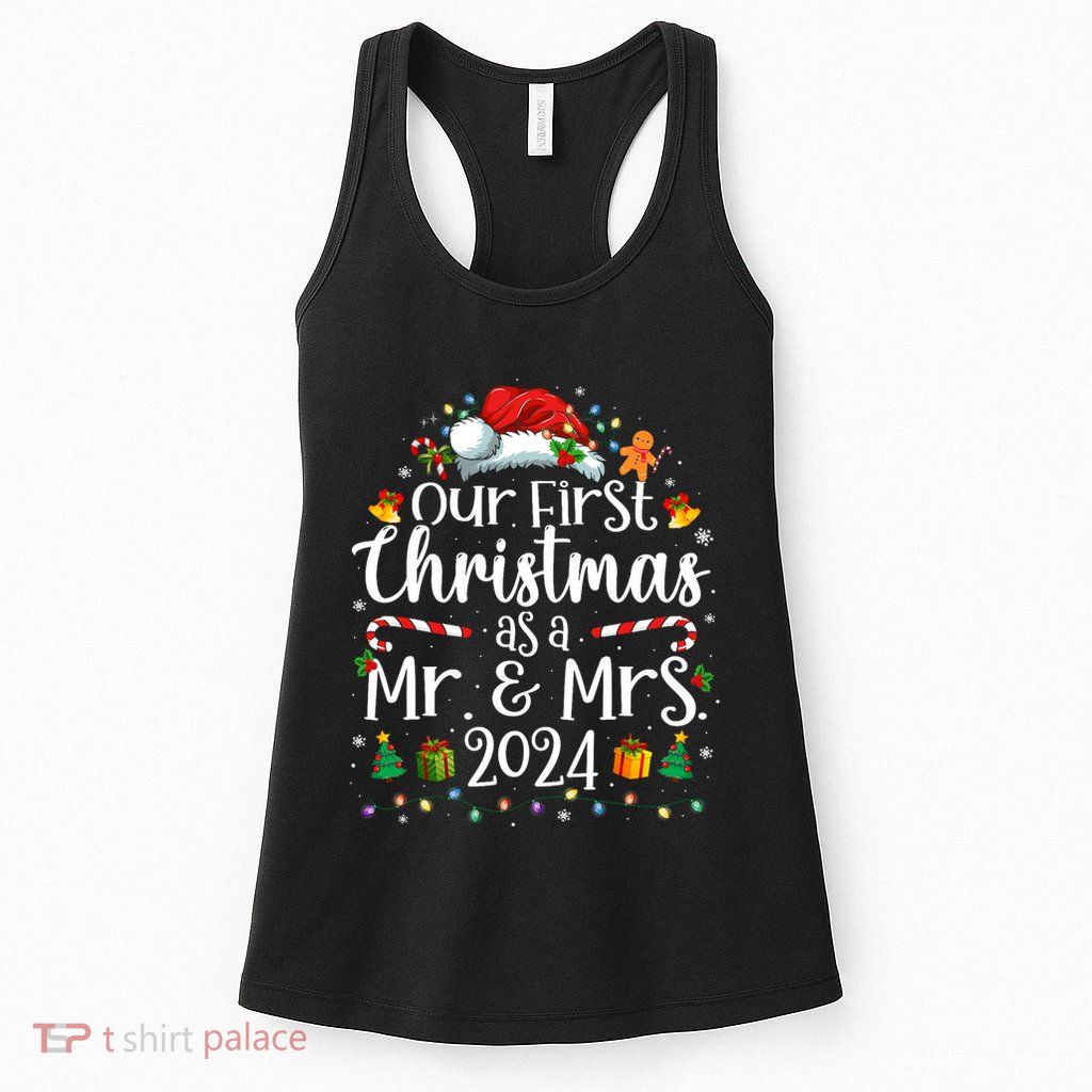 Our First Christmas As Mr And Mrs 2024 Matching Couples Womens Tank Top