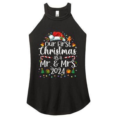 Our First Christmas As Mr And Mrs 2024 Matching Couples Women's Perfect Tri Rocker Tank