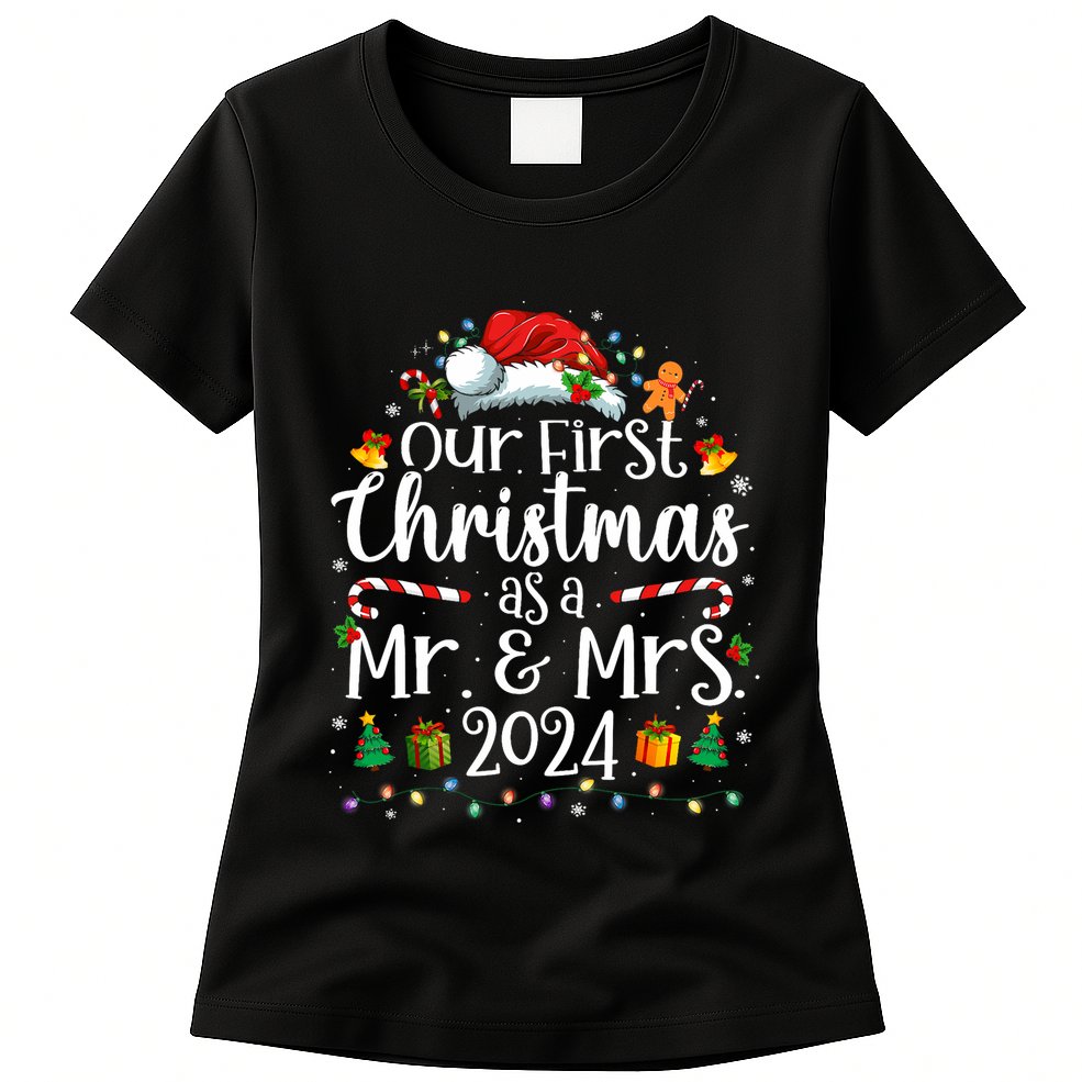 Our First Christmas As Mr And Mrs 2024 Matching Couples Womens T-Shirt