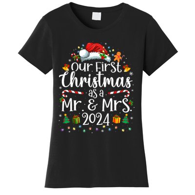 Our First Christmas As Mr And Mrs 2024 Matching Couples Women's T-Shirt