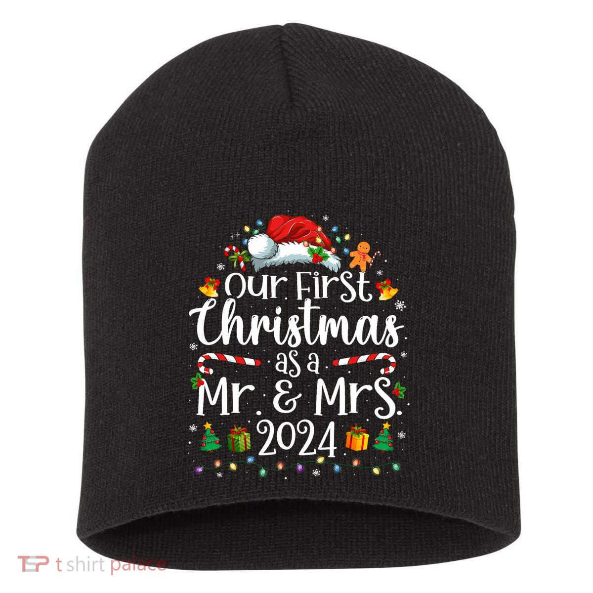 Our First Christmas As Mr And Mrs 2024 Matching Couples Short Acrylic Beanie