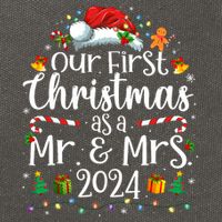 Our First Christmas As Mr And Mrs 2024 Matching Couples Cotton Canvas Backpack